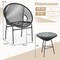 Costway 3PCS Patio Acapulco Furniture Bistro Set Plastic Rope Glass Table Black/Gray/Turquoise/White
